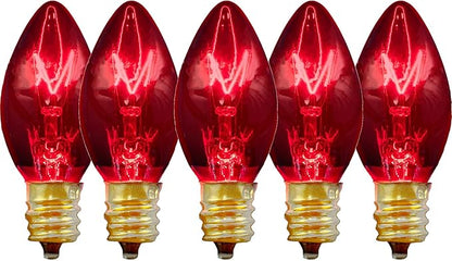 EST. LEE DISPLAY L D 1902 C7 4th of July Light Bulbs, Transparent Multi-Colored Christmas Lights, Red, White, and Blue Replacement Bulbs, C-7 E12 Steady, Box of 25 (Transparent Red White Blue)
