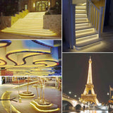 33FT 2-Pack 12V LED Rope Lights Outdoor - 1200 LEDs Warm White Dimmable Thick Flat Rope Lighting Waterproof for | Lumora