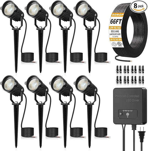Low Voltage Landscape Lighting Kit, 6W Landscape Lights with Transformer 66FT UL-Listed Wire & Connectors, 3000K | Lumora