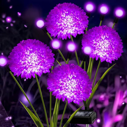 Solar Lights Outdoor Waterproof, 2 Pack Purple Solar Firefly Swaying Lights with Flowers, Flower Light Garden Decor for Outside Yard Patio Halloween for Women Grandma