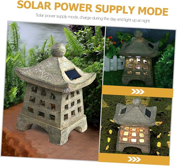 Lawn Decorations Outdoor Solar Pathway Lights Pagoda Garden Statue Landscape Lighting