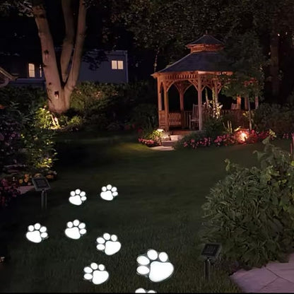 Solar Paw Print Lights, Cats and Dogs Animal Solar Lights, Outdoor Decorative Lights, Garden Lights Path Lights Walkway Lighting, Suitable for Terrace Yard Garden Path Lawn Yard 4 Pack (Style B)