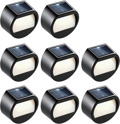 Sublume Solar Fence Lights, 8 Pack Outdoor Step Lights, IP65 Waterproof, 3000K Warm-White, Dusk to Dawn Outdoor Lighting Decor for Wall, Garage, Patio, Exterior, Porch