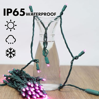 LAMPHOME Pink Valentine's Light, 1200LED (24pk of 50L) Mini Christmas String Lights,Pink Lights for Outdoor Valentine's Day Garland Wedding Party Xmas Tree Decoration,Commercial Grade