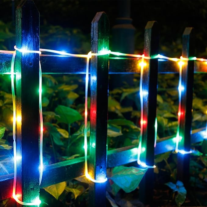 IMAGE 8 Modes Solar Rope Lights Outdoor String Lights 78.7 Feet 20M Waterproof 200LED for Indoor Outdoor Garden Party Patio Lawn Decor Multi Color
