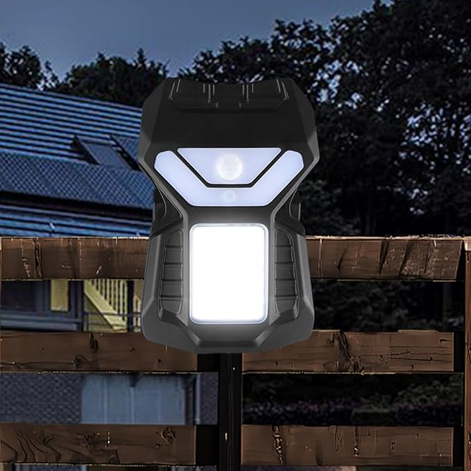 Clip on Solar Lights Outdoor - Waterproof Motion Sensor Outdoor Lights - Lamp with 3 Modes for Farm Gutter Deck Pathway Stairs Backyard Walkway Flower Bed Step Driveway Garage Camping