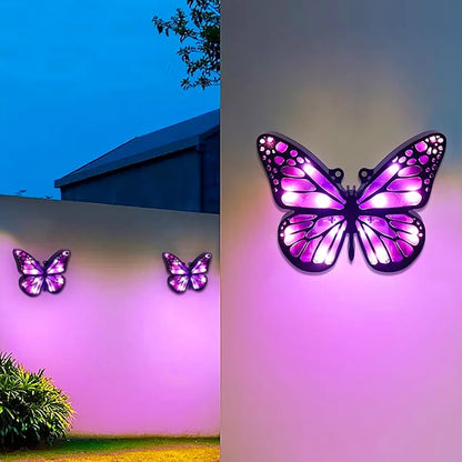 Ground Lights, Equipped with 4 Solar Lights for Outdoor Waterproofing, Butterfly Solar Landscape Lighting, Suitable for Gardens, courtyards, terraces, corridors, Lanes, and walkways (Purple)