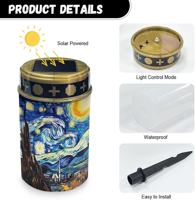 ZOUTAIRONG Solar Light for Cemetery Grave Solar Garden Lights Landscape Lighting Solar Pathway Lights Outdoor Cemetery Solar Lights for Grave Solar Lights for Cemetery Gravesite Starry Night