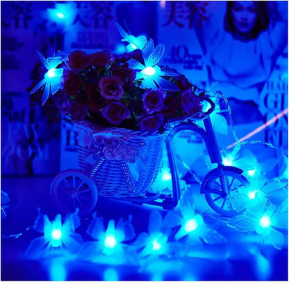 Butterfly String Lights,AMZSTAR Waterproof 20FT 30LED Butterfly Solar Light Outdoor Solar Rope Lights Fairy Light Decorative Garden Lights for Cafe Patio Party Garden Wedding (Blue)