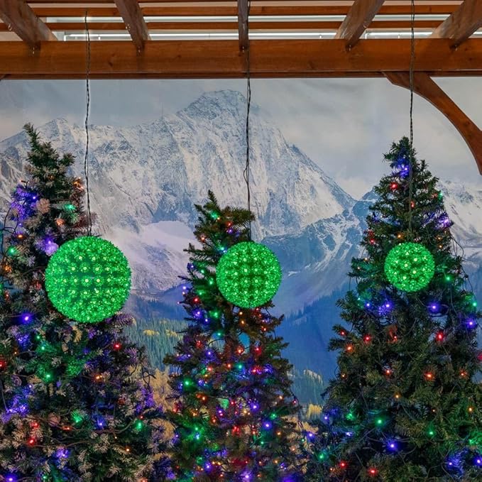 Novelty Lights 6in 50 Light Starlight Sphere, Green, Ornament Ball Light, 5ft - Outdoor Security Flood Light | Lumora