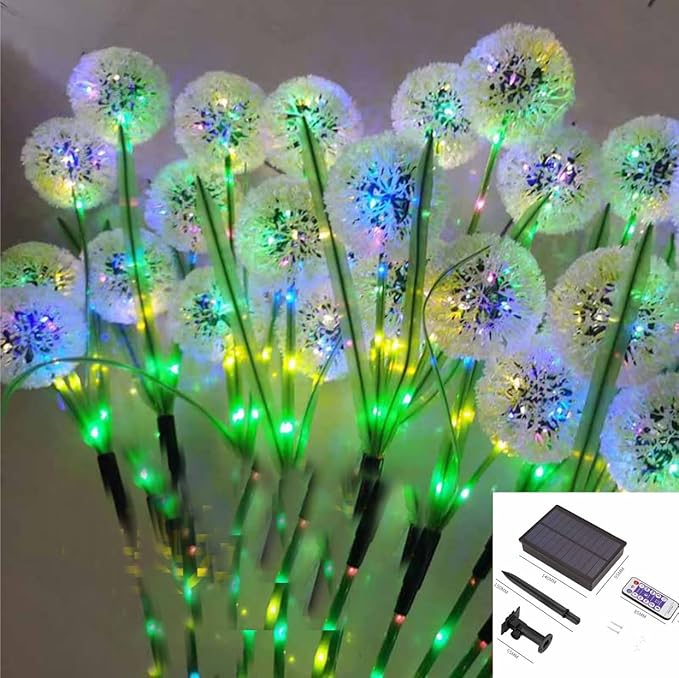 Ulalaza 2pcs Garden Solar Lights Multi-Color Changing LED Flower Stake Light Decorative Landscape Diameter of The Flower Ball is 80mm/3inch Height 700mm/28inch of LED
