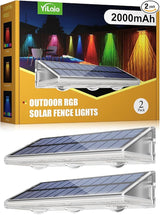 YiLaie Solar Fence Lights Outdoor - Warm White & RGB 6 Color, Solar Lights Outdoor IP67 Waterproof, Garden Lights | Lumora