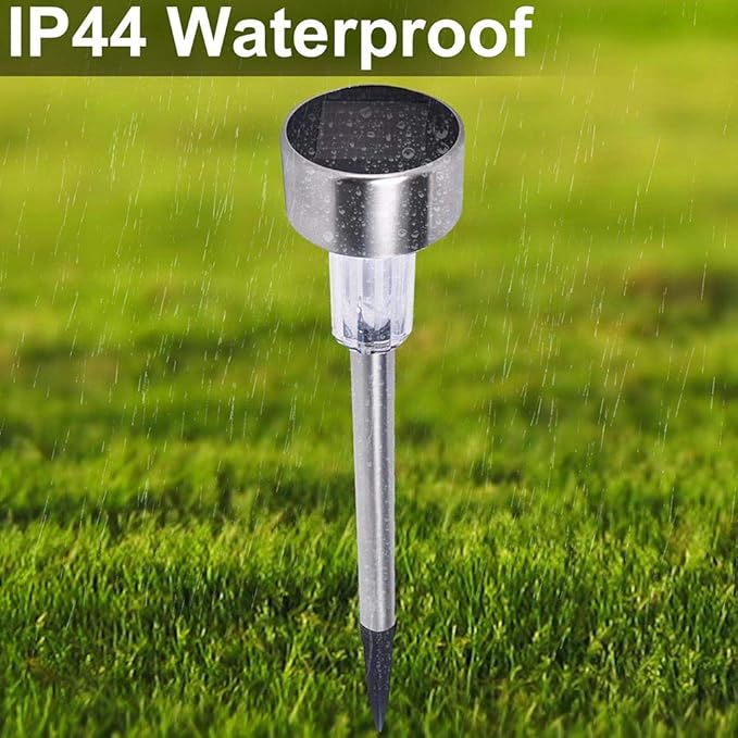 Yescom LED Solar Powered Light White IP44 Waterproof Outdoor Pathway Landscape Garden Yard Decor Lamp (Pack of 6)