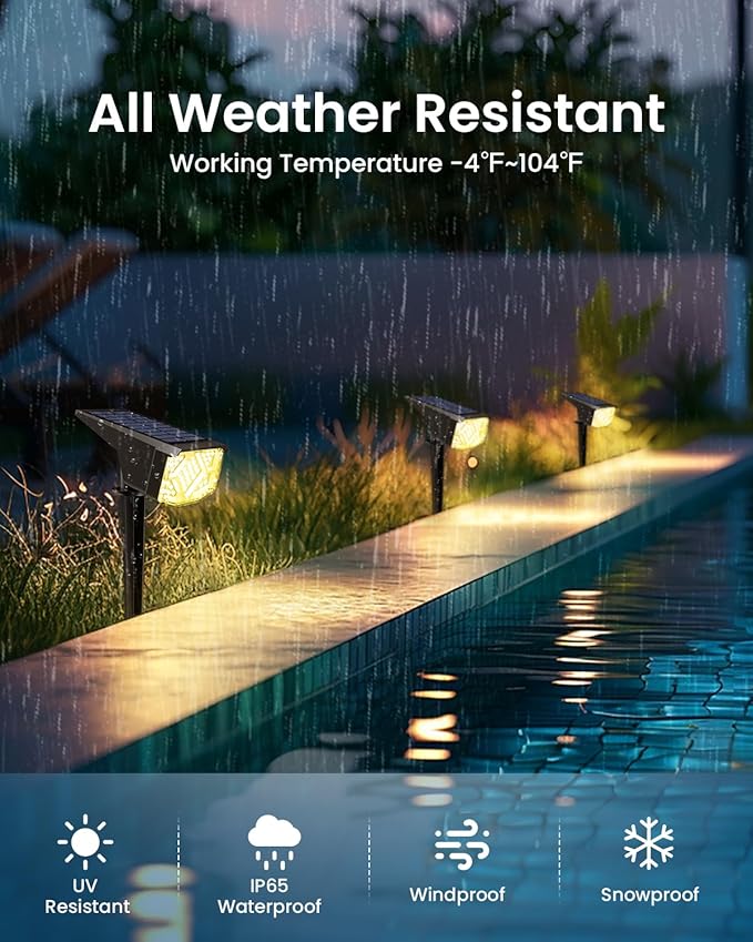 SOLPEX Solar Lights Outdoor Waterproof IP65, Landscape Spotlights Outdoor, Compact Design Spot Lights, Solar Powered Flood Lights for Garden Yard House Pathway Tree Outside, 12 Pack, Warm White