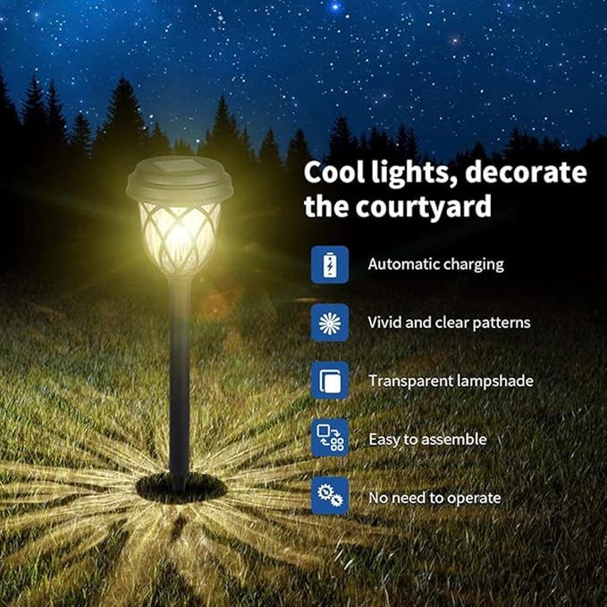 6pcs LED Solar Garden Path Lights Outdoor Waterproof Lawn Lamps for Yard Patio Warm White, Solar Powered Landscape Lighting for Home Outdoor Use