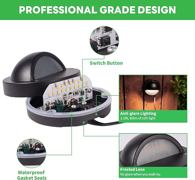Low Voltage Landscape Deck Lights - 12V LED Outdoor Step Lights, Adjustable Warm White & Cool White, Waterproof | Lumora