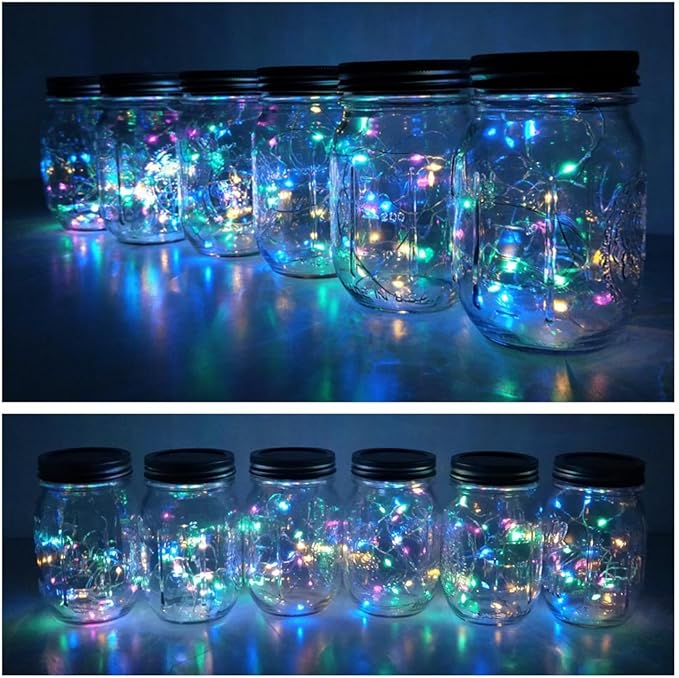 Decorman Solar Mason Jar Lid Lights, 6 Pack 10 LED Waterproof String Fairy Star Firefly Jar Lids Lights for Patio | Lumora
