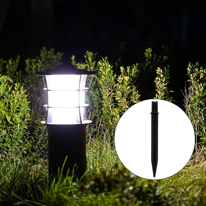 Veemoon 5pcs Solar Power Lawn Lamp Ground Plugs Landscape Spike Lights Black Plastic Garden Stakes for Walkways Driveways Outdoor Decoration