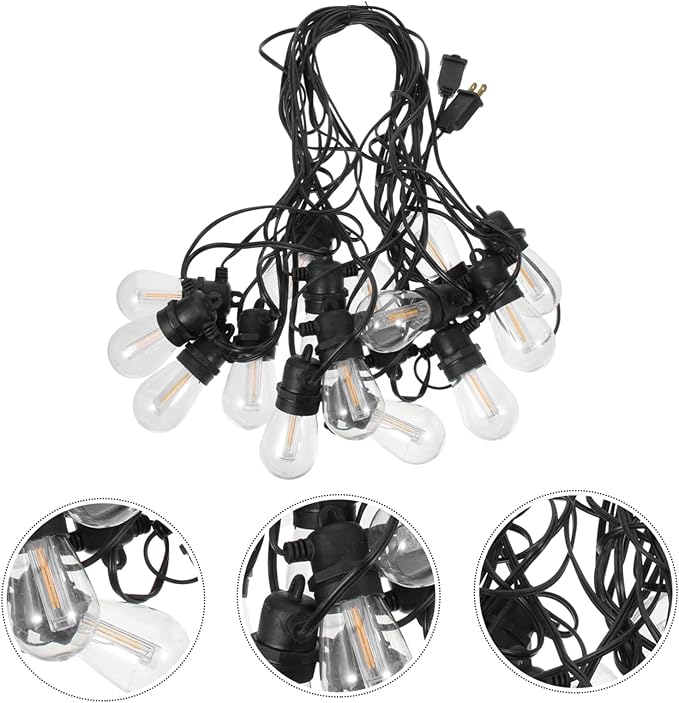 Veemoon 15m Led String Lights for Outdoor Camping High Voltage Fairy Lights LEDs for Garden Party and Tent Decoration Us