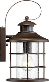 John Timberland Hogan Vintage Outdoor Wall Light Fixture Oil Rubbed Bronze 14" Seedy Glass Dusk to Dawn Motion | Lumora