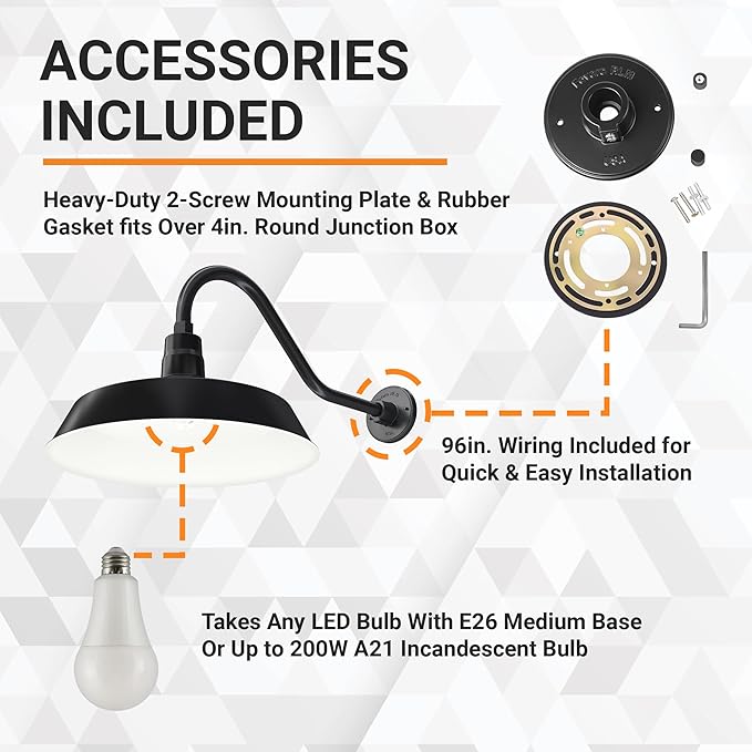 17in. Satin Black Outdoor Gooseneck Barn Light Fixture With 22in. Long Extension Arm - Wall Sconce Farmhouse | Lumora