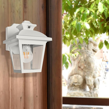 FUDESY Dusk to Dawn Outdoor Wall Lantern, Exterior Sensor Porch Light Wall Mount with LED Bulb, Waterproof Anti-Rust Wall Sconce Lighting , White Outside Light Fixtures for Hose, Front Door, Garage