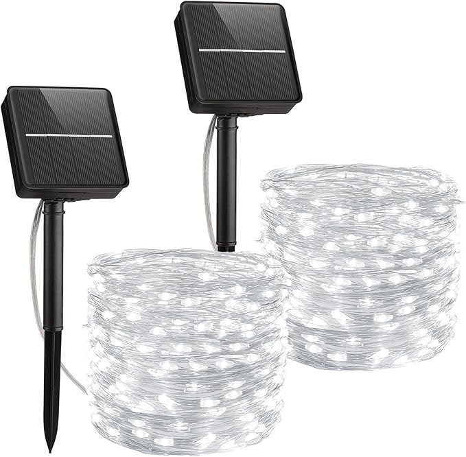Minetom Solar String Lights, 2 Packs Total 66Ft 200 LED Solar Fairy Lights, Waterproof - Decorative Outdoor Light | Lumora