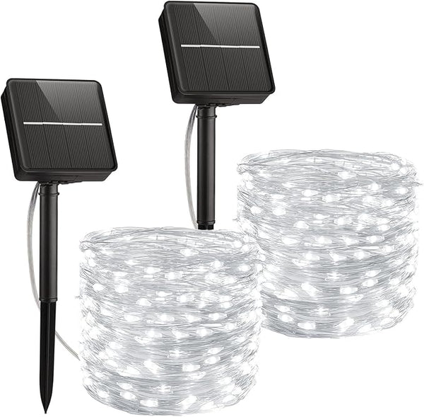 Minetom Solar String Lights, 2 Packs Total 66Ft 200 LED Solar Fairy Lights, Waterproof - Decorative Outdoor Light | Lumora