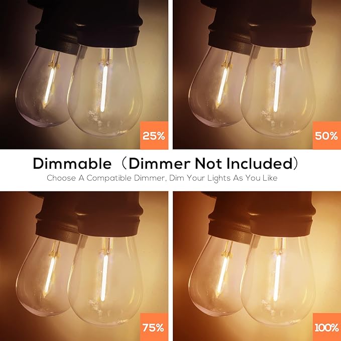 Banord 51FT Outdoor String Lights, Waterproof Patio Lights with 18 Shatterproof LED Bulb Hanging Light String | Lumora