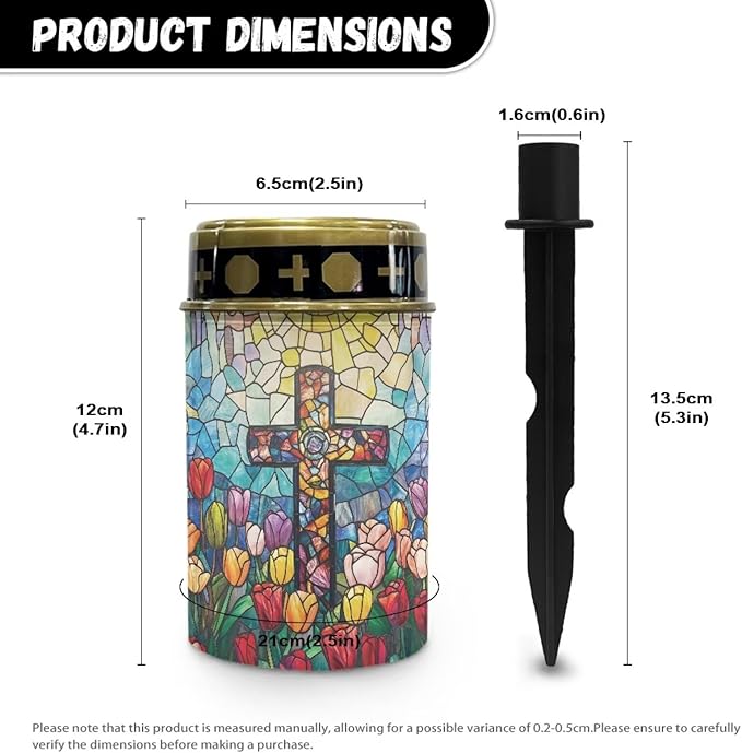 Solar Garden Lights, Cross Tulip Pattern Outside Waterproof Light for Garden Yard Pathway Cemetery Grave Decor Night Path Lights