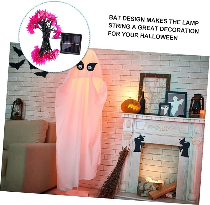 DECHOUS Solar Decorative String Lights with Purple Bats Warm Light for Outdoor Halloween Decor for Garden and Patio | Lumora