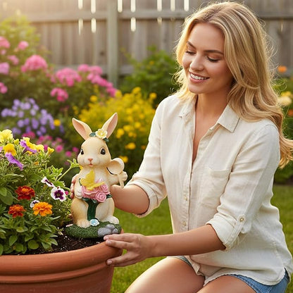 Spring Solar Lights, Butterfly Ambient Illumination, Bunny Holiday Garden Decor, Waterproof Outdoor Glow Feature, with Automatic Night Sensor, for Yard Patio Pathway Lawn Landscape Party