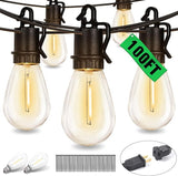 100FT Outdoor String Lights with 52 Shatterproof S14 Vintage Edison Bulbs E12 Sockets,2700K Dimmable Outdoor | Lumora