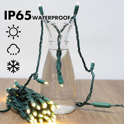 LAMPHOME 200LED (4pk of 50L) String Lights,Twinkle, LED Christmas Lights, 6" SPACING,Green Wire,Warm White