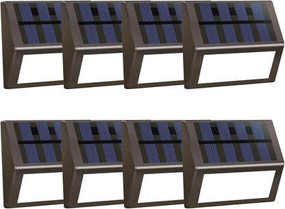 Luminara Solar Step Lights - Weatherproof Outdoor Stair Lighting, Solar-Powered Deck Lights for Patio, Garden, Pathway, Warm White Glow (8)