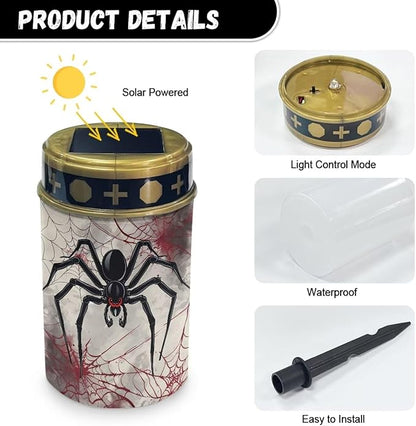 Outdoor Solar Garden Lights,Spiders Waterproof Solar Outdoor Lights,Solar Stake Lights for Cemetery Grave Garden Patio Yard Lawn Decoration