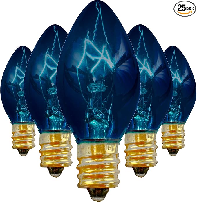EST. LEE DISPLAY L D 1902 Indoor ＆ Outdoor String Light C7 Ceramic Christmas Steady Replacement Bulbs (Clear Glass | Lumora