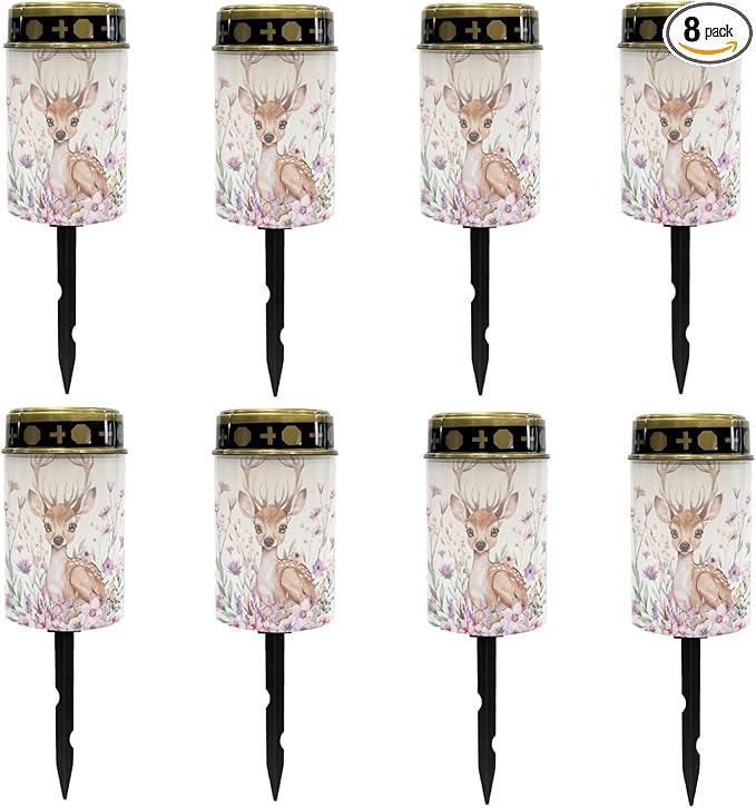 Deer Floral Outdoor Solar Garden Stake Lights,Waterproof Solar Lights for Outdside Lantern Landscape Decorative Lighting for Yard Patio,Wall Lights Auto On & Off
