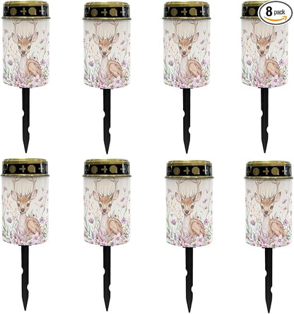 Deer Floral Outdoor Solar Garden Stake Lights,Waterproof Solar Lights for Outdside Lantern Landscape Decorative Lighting for Yard Patio,Wall Lights Auto On & Off