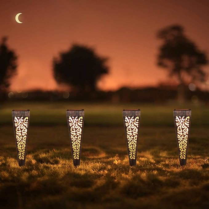 Go2garden 6Pcs Solar Lights Outdoor Pathway Garden Stakes Lights Waterproof LED for Patio, Walkway, Lawn Decorations,Christmas Gifts for Mom Dad (Copper)