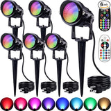 SUNVIE RGBW Spot Lights Outdoor Color Changing Landscape Lighting 12W LED Outdoor Spotlights with Remote Control | Lumora