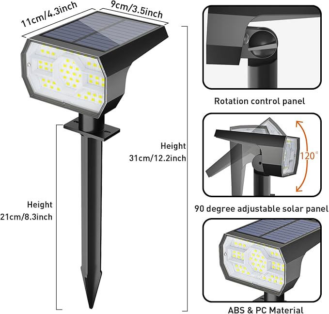 NYMPHY Solar Lights Outdoor Waterproof IP68, 56 LED 3 Lighting Modes Solar Powered Garden Yard Spot Solar Lights | Lumora