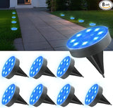 Ground Lights 8 Pack, IP68 Waterproof Solar Disc Lights for Outdoor, Flat Garden Light, In-Ground Light, Landscape | Lumora