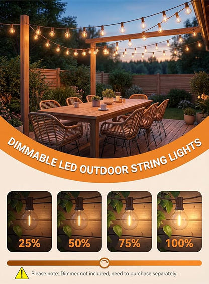 SUNSGNE 25FT Brown Outdoor String Lights, Shatterproof LED Globe String Lights with G40 Bulbs, Waterproof Connectable Hanging Light for Backyard Patio Porch Balcony Party Decor, E12 Base