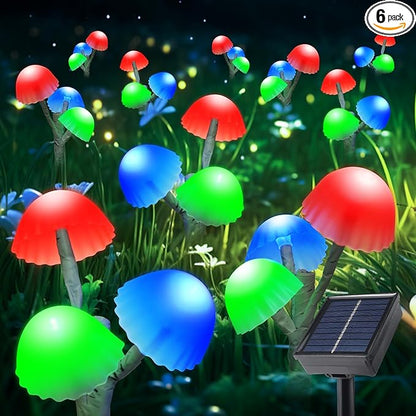 Solar Mushroom Lights for Outside Garden Decorations - 6PACKS 18LED 8 Lighting Modes Multi-color Mushrooms Decor with Housewarming Gifts,Solar Path Lights for Garden,Backyard,Fence,Home Decor