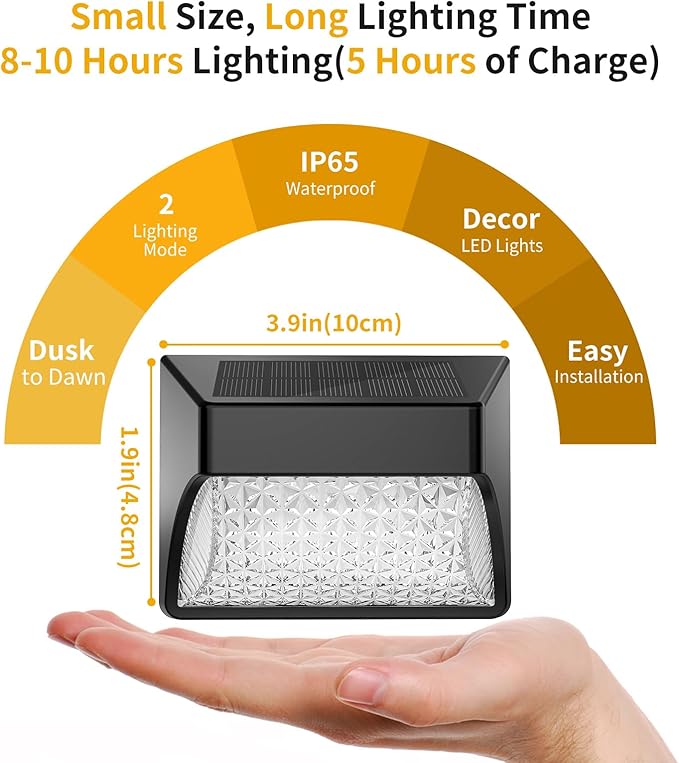Solar Fence Deck Lights Outdoor 8 Pack Waterproof Dusk to Dawn Warm White/Cool White, Solar Powered LED Lights | Lumora