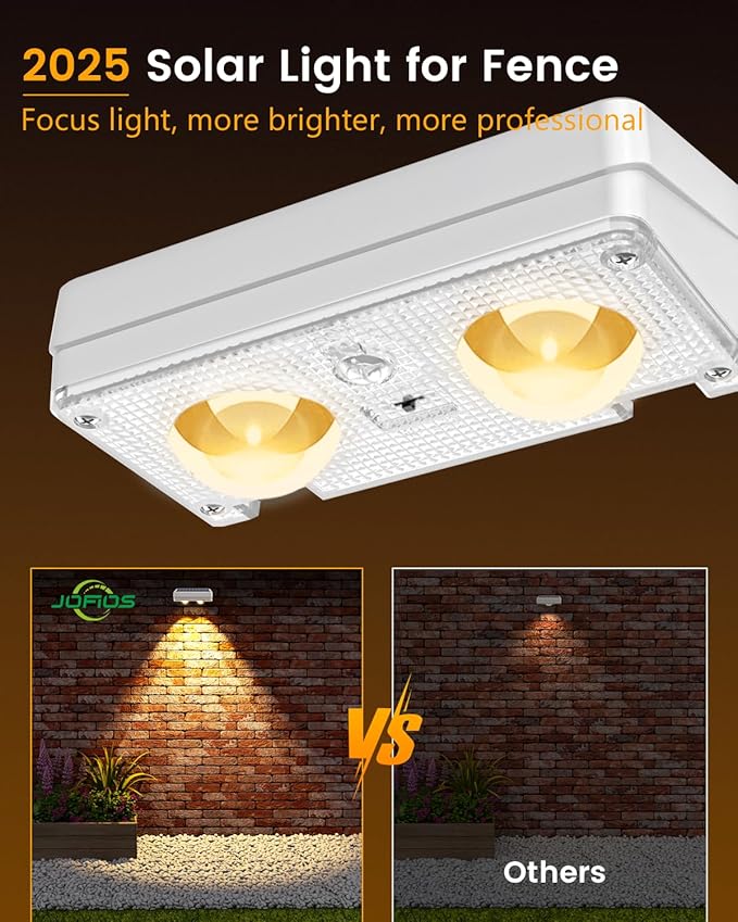 Solar Fence Lights Outdoor Waterproof, 80 Lumens Solar Lights for Fence with Warm White & RGB 8 Colors,Outdoor | Lumora