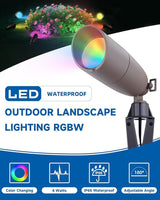 Landscape Spotlights Color Changing: 12V Low Voltage Spot Lights with 4W RGBW MR16 - Outdoor Security Flood Light | Lumora