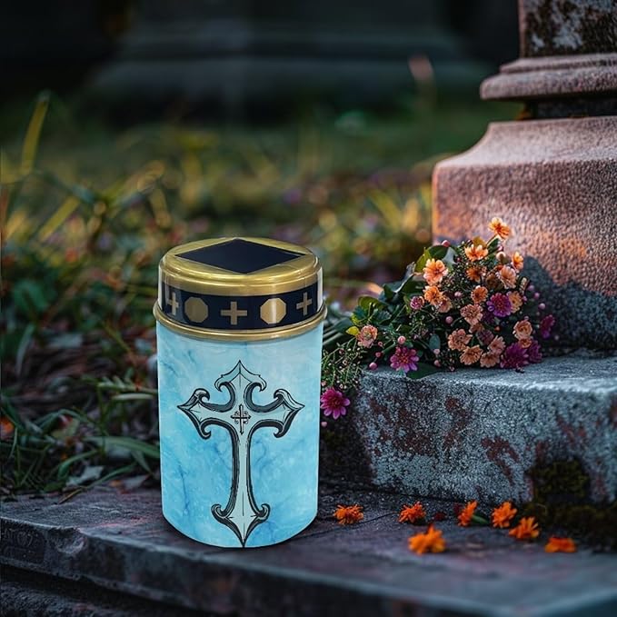 Cross Garden Solar Outdoor Lights Eternal Light Lawn Lamp Waterproof Solar for Outside Cemetery Garden Decorations Yard Lawn Pathway Figurines