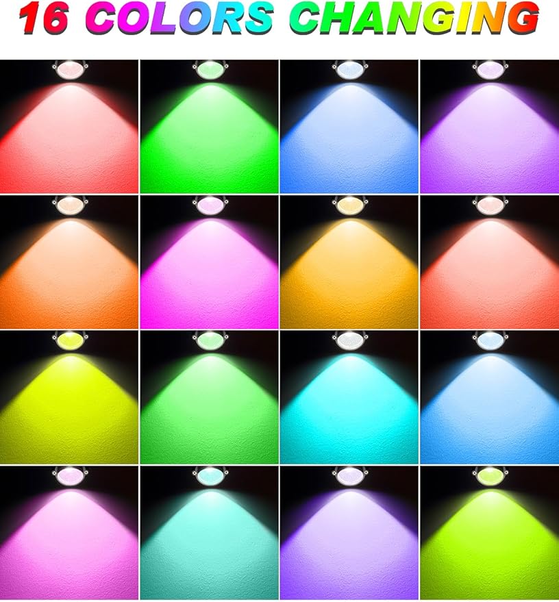 Christmas RGBW Outdoor Spotlights for Yard, 10W Color Changing Landscape Lights with Remote Control 120V LED Landscape Lighting Waterproof Spotlight with Plug Tree Garden Path Decoration(1Pack)